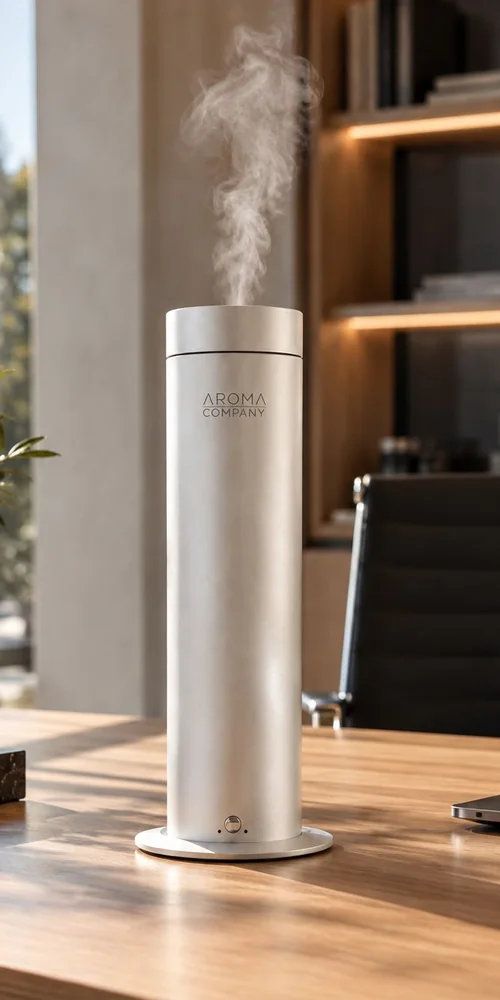 Aromatizador Torre plata de diseño vertical premium para recepciones y espacios de estética cuidada — cobertura hasta 100m²